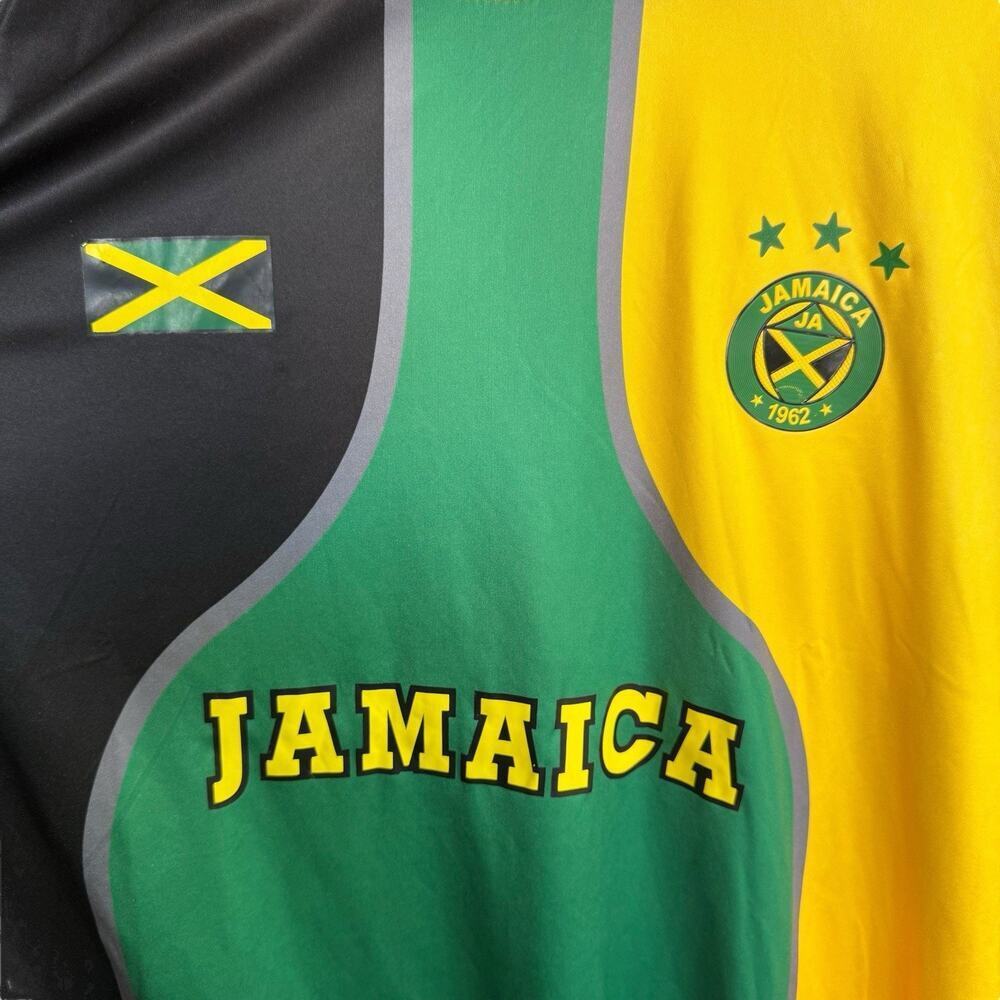Authentic Brand LMS Sports Jamaica Soccer Jersey XL Green Yellow Athleisure - Picture 2 of 13